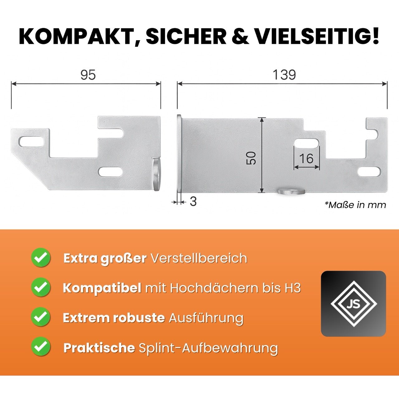 WOMOFIX Hecktürverriegelung im eingebauten Zustand – nur etwa 3 cm zusätzlicher Bauraum an der Hecktür