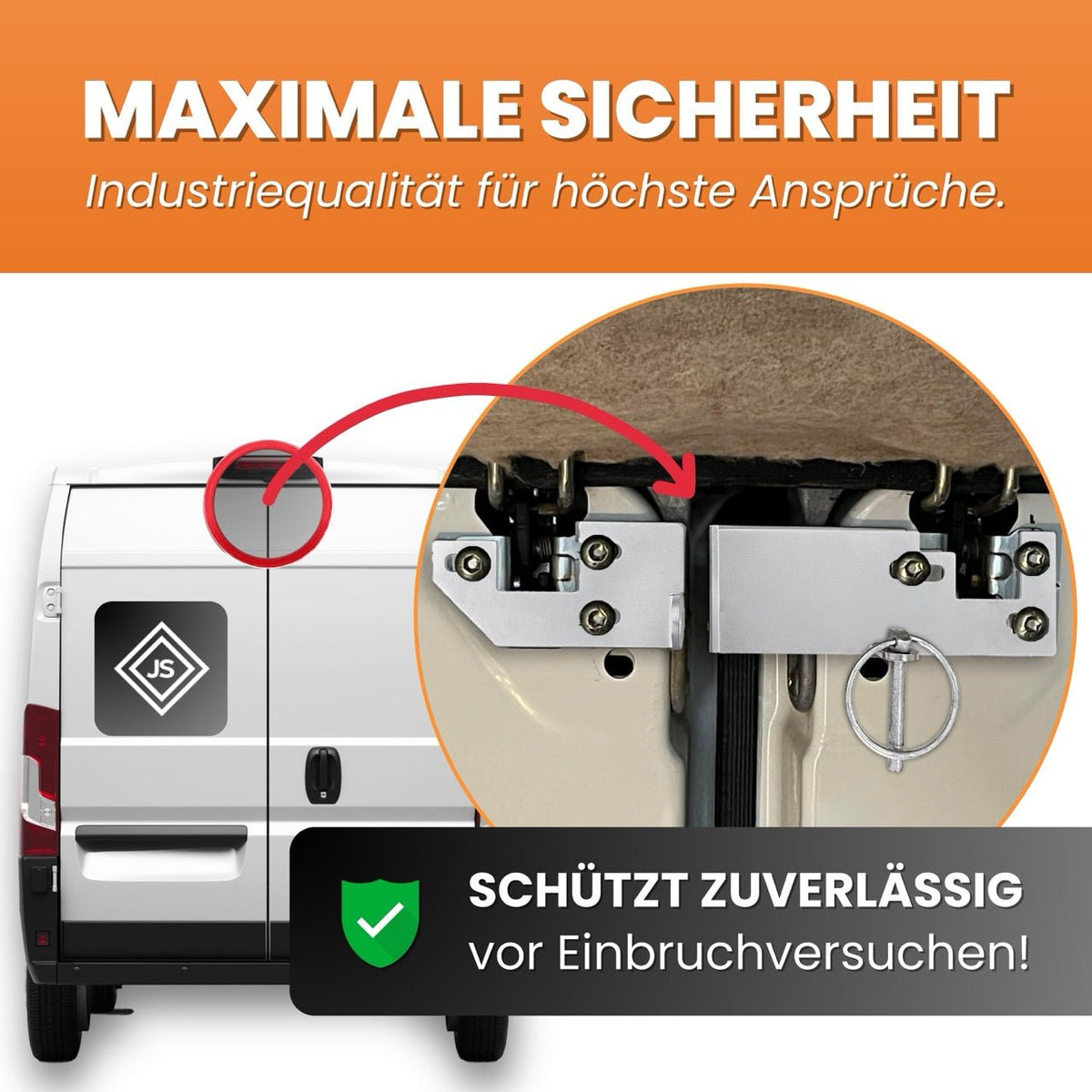 WOMOFIX Hecktürverriegelung am Schließbügel der Hecktür montiert – Befestigung an vorhandenen Schrauben ohne Bohren